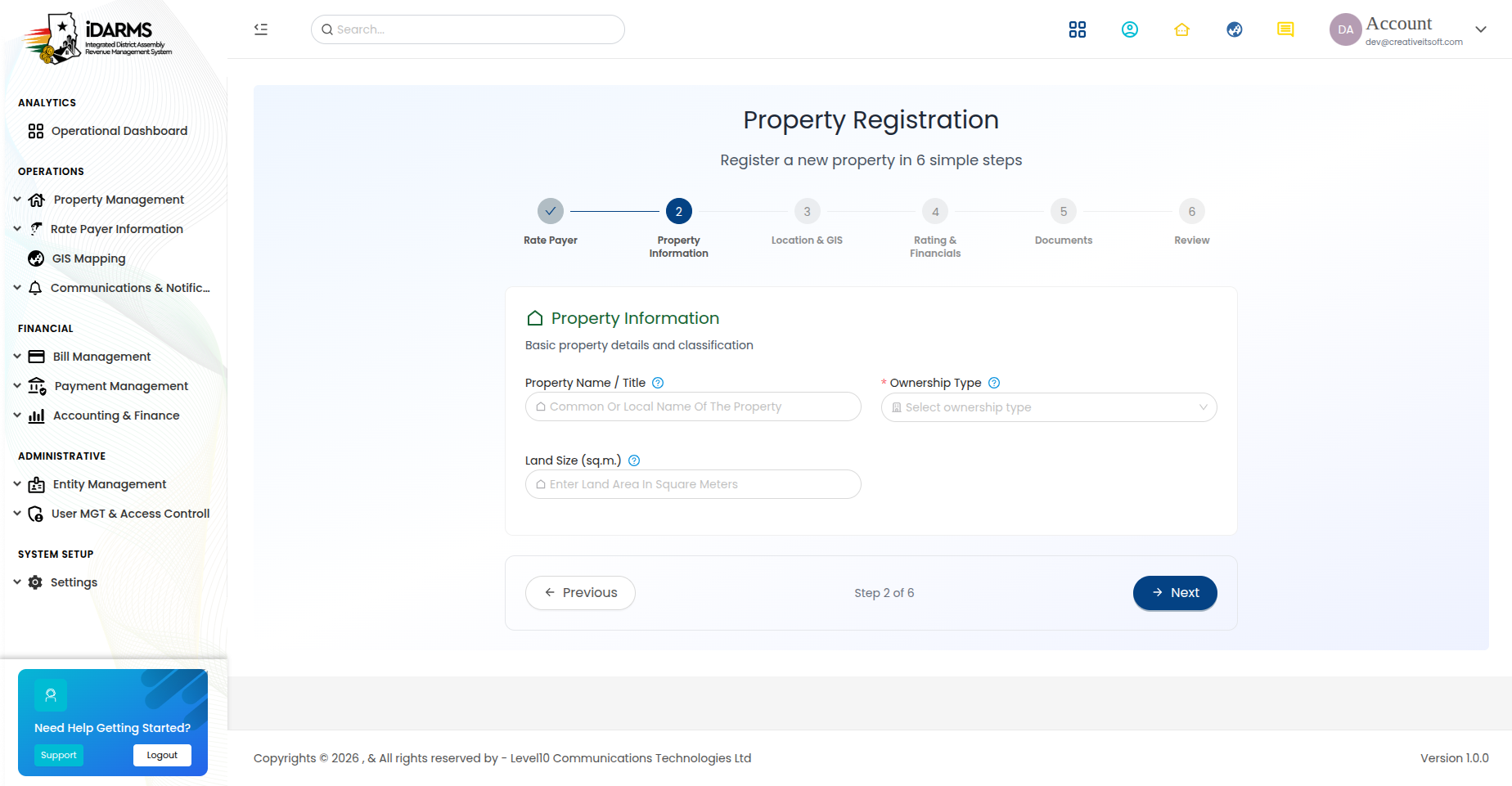 Step 2 - Property Info