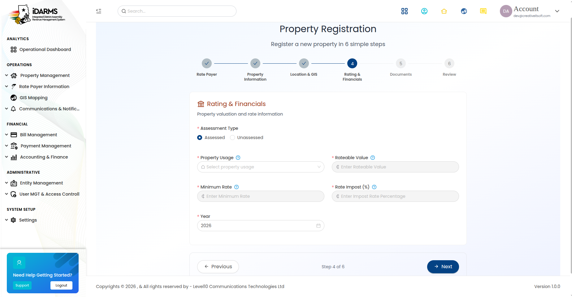 Step 4 - Rating and Financials